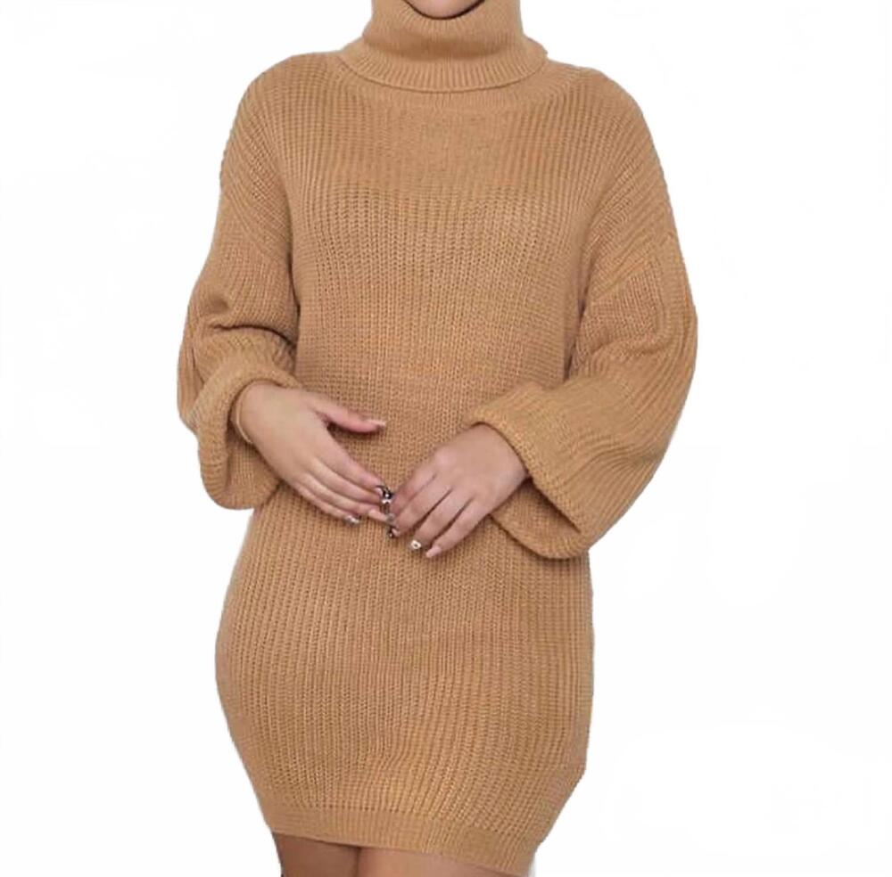 NEW HERA COLLECTION turtleneck dress in brown